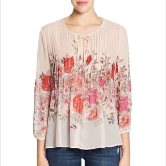 JOIE Silk Floral Print Blouse Blush Pink XS - Picture 2 of 10